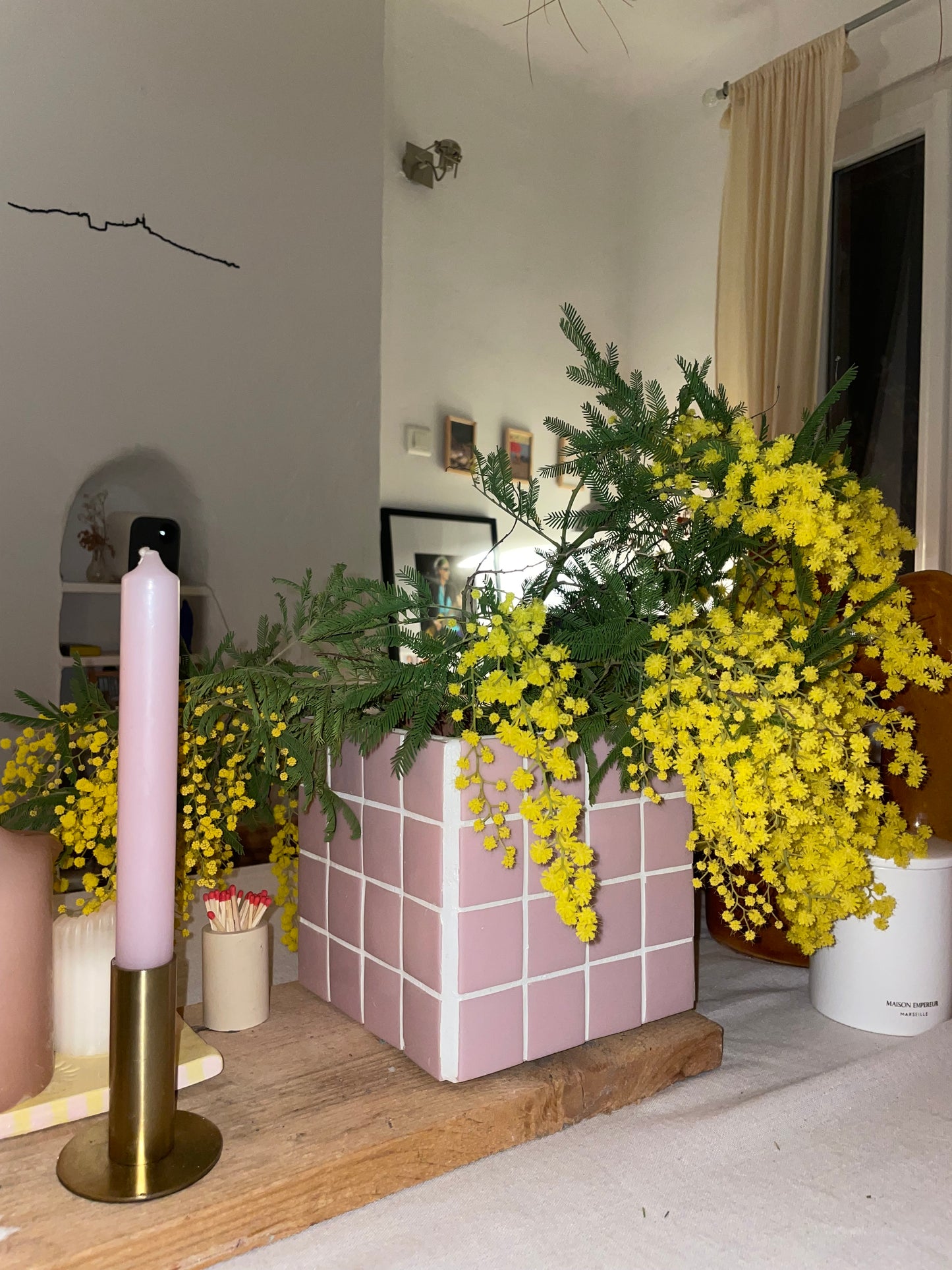 Boîte/vase rose clair