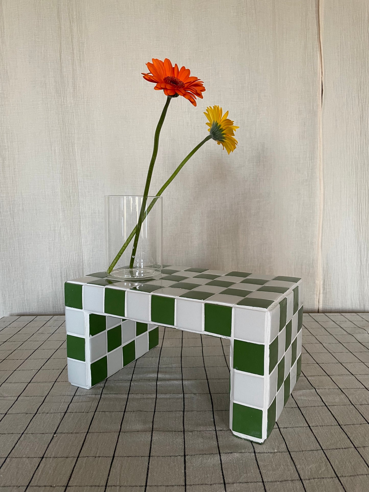Étagère damier blanc et vert