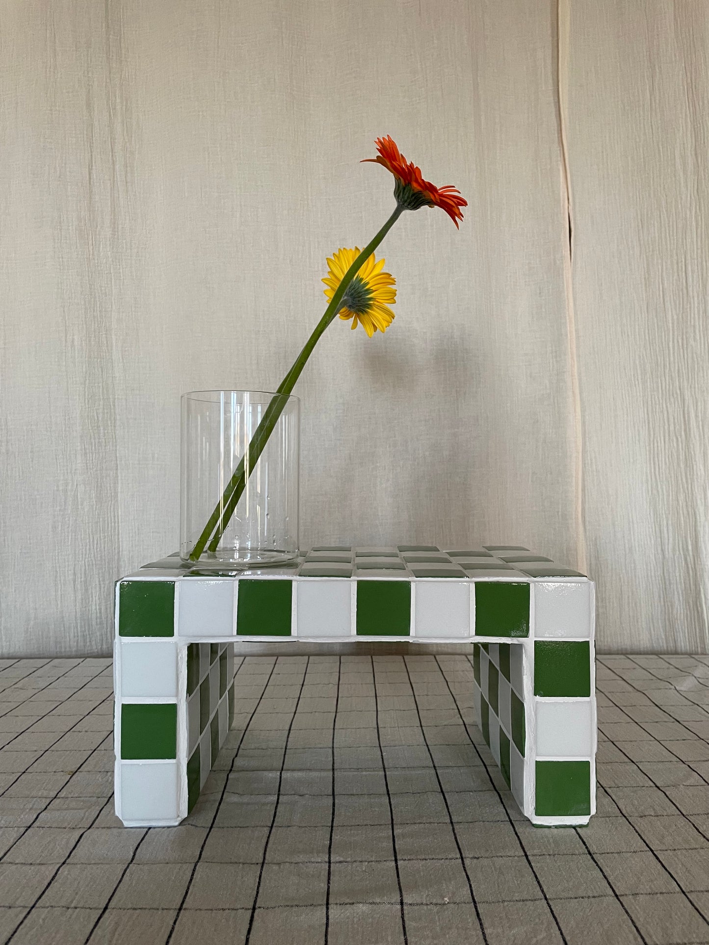 Étagère damier blanc et vert